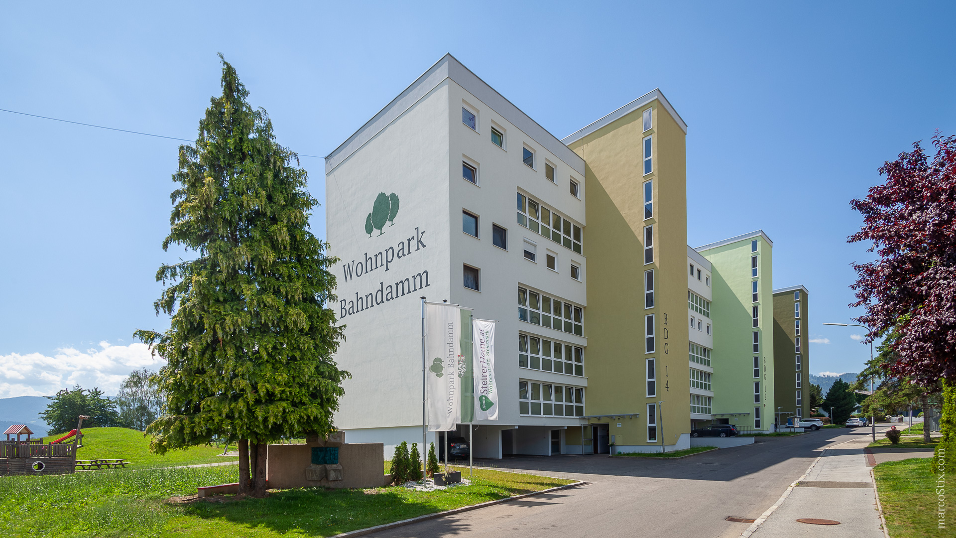 Panoramaansicht des Wohnparks Bahndamm