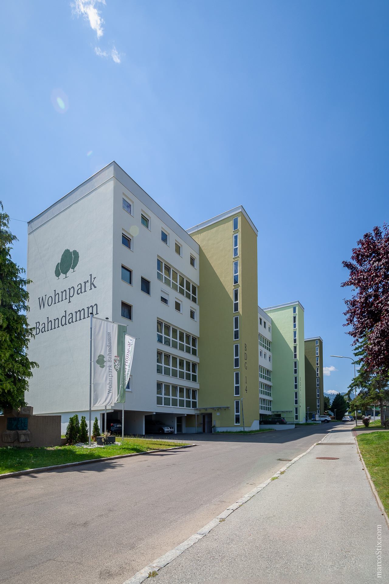 Gebäudereihe des Wohnparks Bahndamm