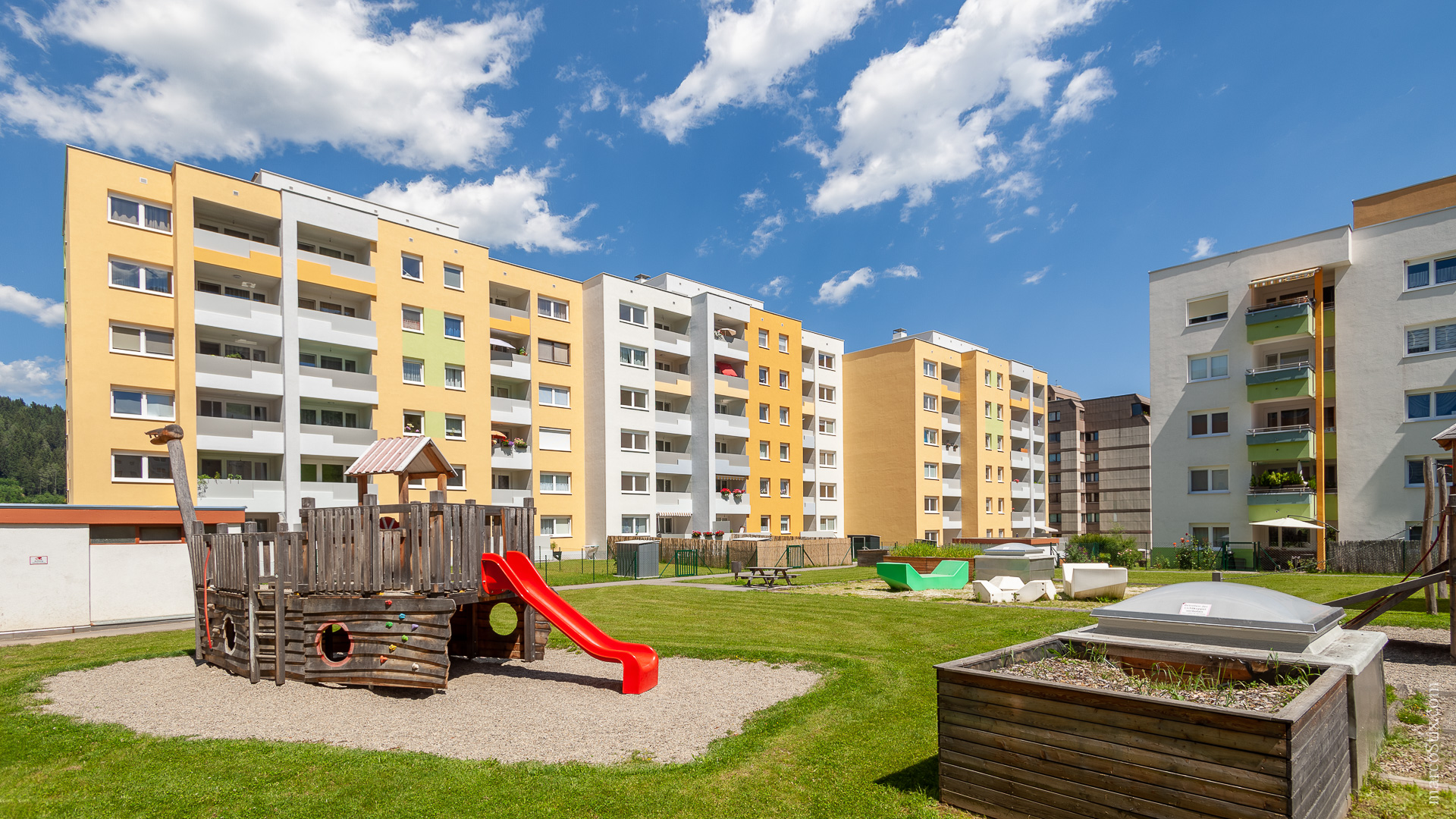 Spiel- und Grünbereich im Wohnpark Zirbenblick