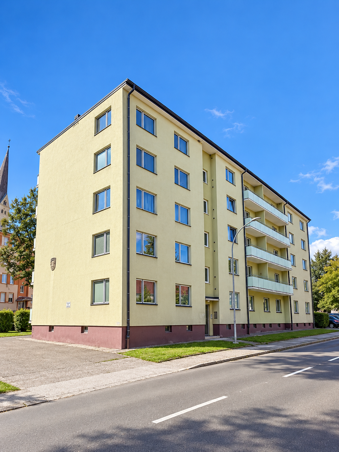 Straßenansicht eines Wohnhauses in der Grössingstraße